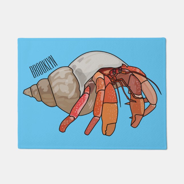 Hermit crab cartoon illustration doormat (Front)