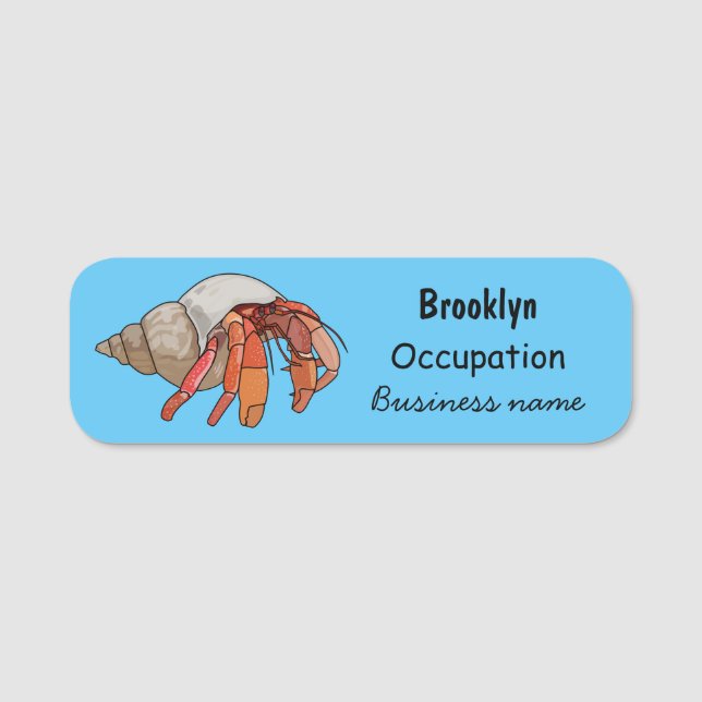 Hermit crab cartoon illustration name tag (Front)