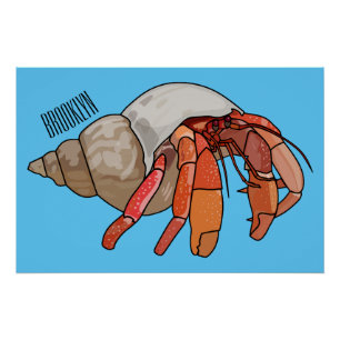 Hermit crab cartoon illustration poster