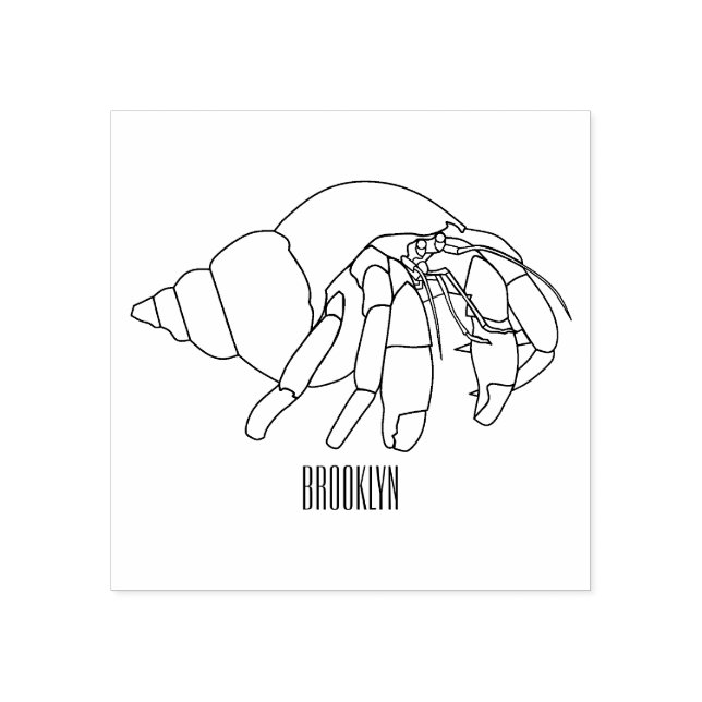 Hermit crab cartoon illustration rubber stamp (Imprint)