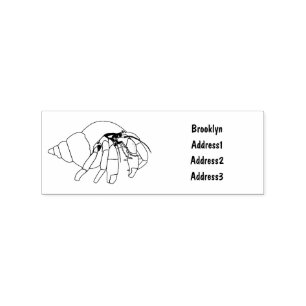 Hermit crab cartoon illustration rubber stamp