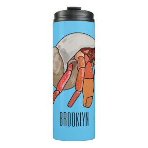 Hermit crab cartoon illustration thermal tumbler