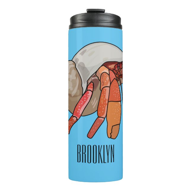 Hermit crab cartoon illustration thermal tumbler (Front)