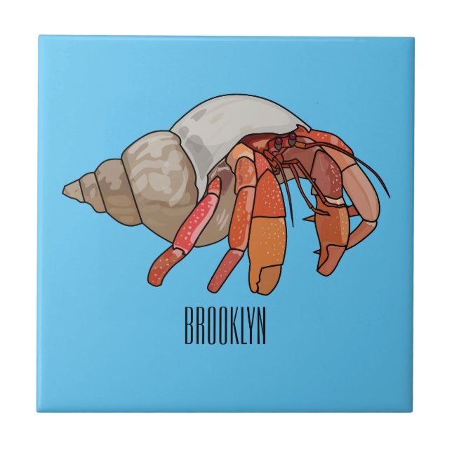 Hermit crab cartoon illustration tile (Front)
