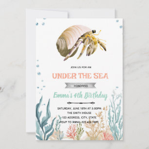 Hermit Crab party invitation
