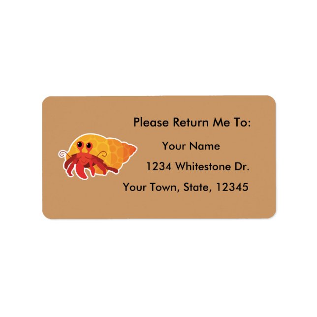 Hermit Crab Reading Bookplates Sticker Gift (Front)