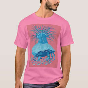 Hermit Crab, Underwater Coastal, Animals Pink Blue T-Shirt