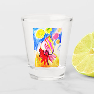 Hermit crab watercolor fun shot glass