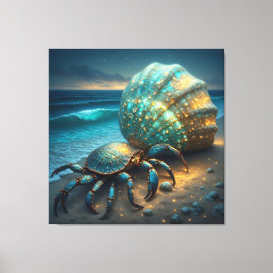 Hermit Crab with Sparkling Sea Shell Canvas Print