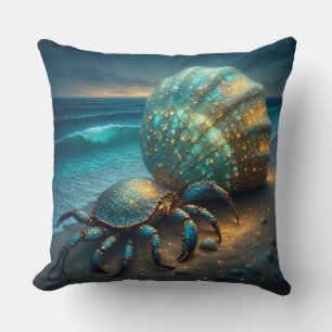 Hermit Crab with Sparkling Sea Shell Cushion