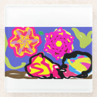 Hermit crabs wedding glass coaster