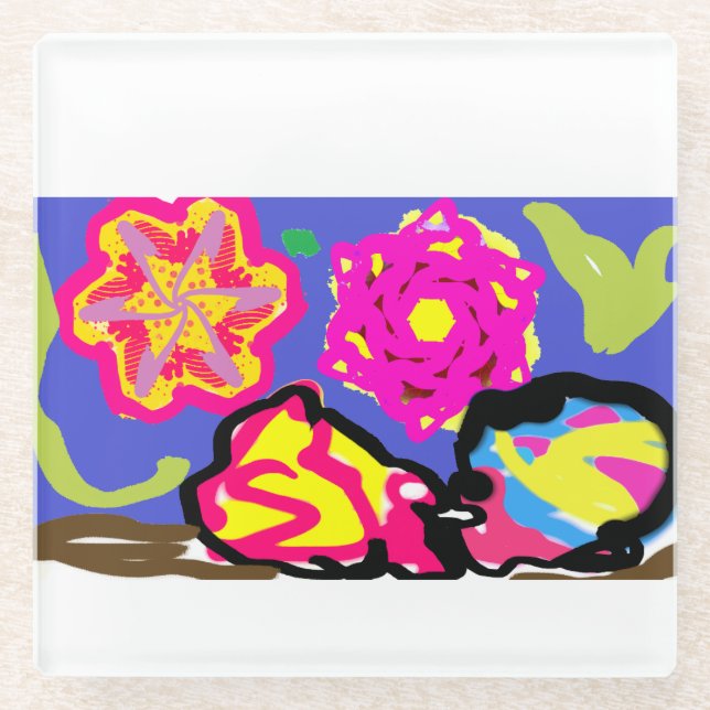Hermit crabs wedding  glass coaster (Front)
