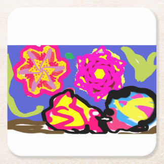 Hermit crabs wedding square paper coaster