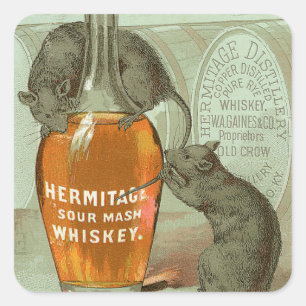 Hermitage Sour Mash Whiskey ad with two rats Square Sticker