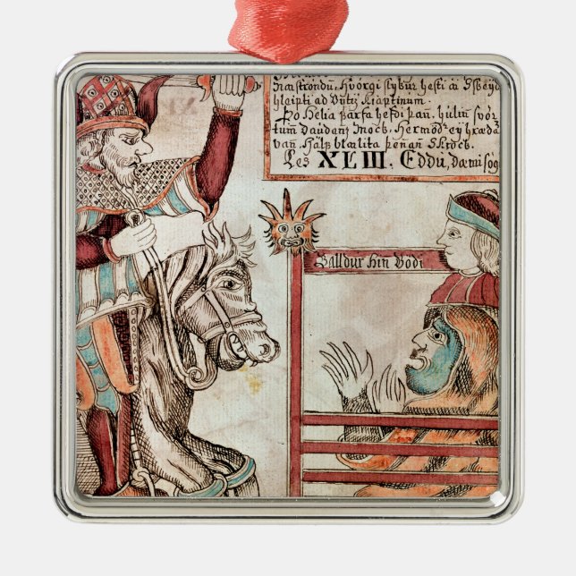 Hermod astride Sleipnir Metal Tree Decoration (Front)