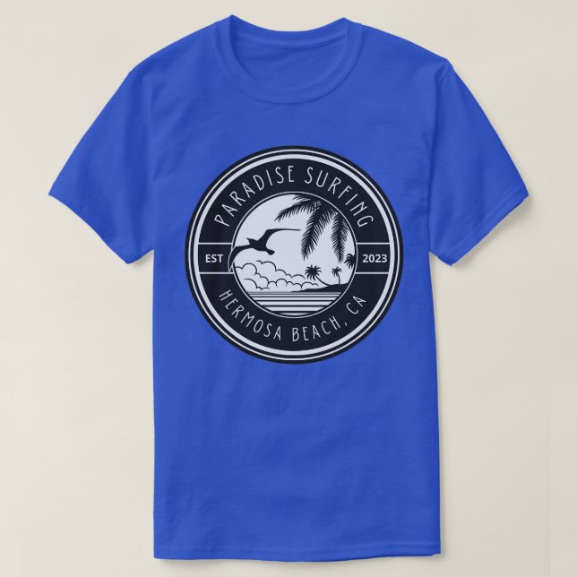 Hermosa Beach CA Surfing Design T-Shirt (Design Front)