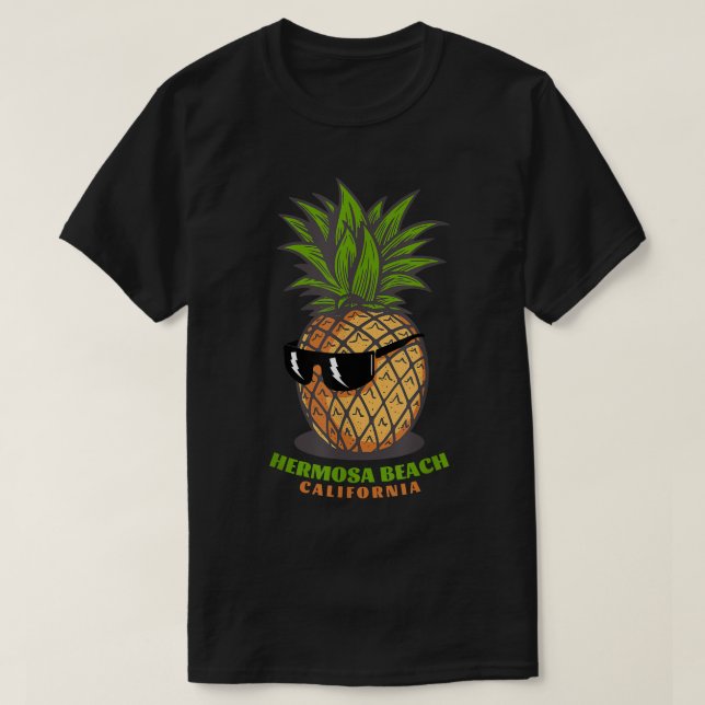 Hermosa Beach California CA Pineapple Sunglasses V T-Shirt (Design Front)