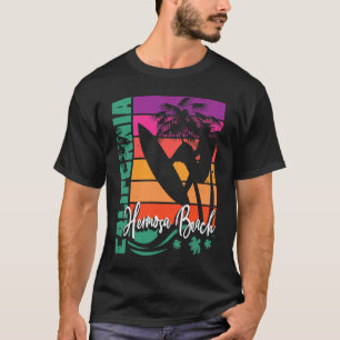 Hermosa Beach California Retro Sunset Beach Surfer T-Shirt