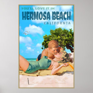 Hermosa Beach California Travel Poster Marilyn
