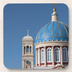 Hermoupolis, Syros Island, Greece. Blue dome of Coaster