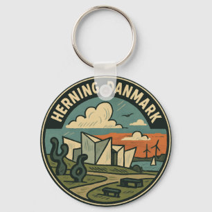 Herning Denmark Modern Art Key Ring