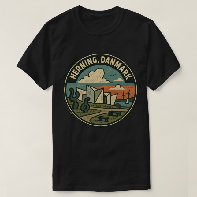 Herning Denmark Modern Art T-Shirt (Design Front)