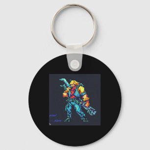 Hero ( 90's Retro Video Game Pixel Style Art)  Key Ring
