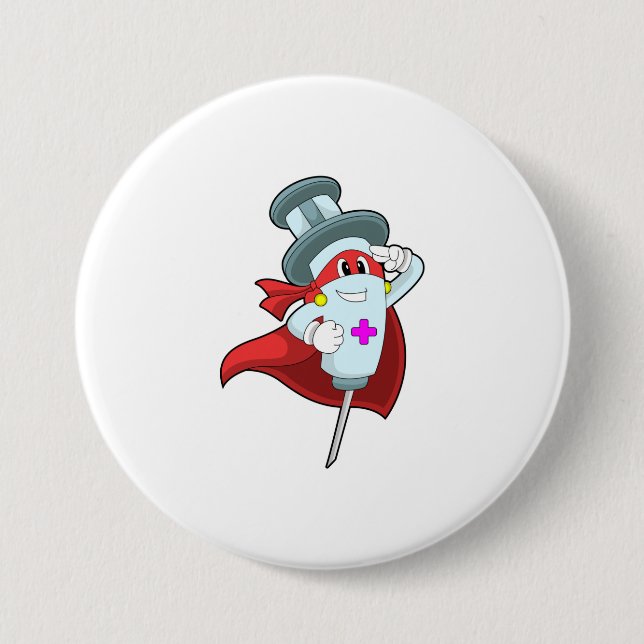 Hero as Nurse with Syringe 7.5 Cm Round Badge (Front)