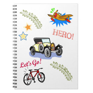 Hero Bicycle Car Aeroplane Notebook