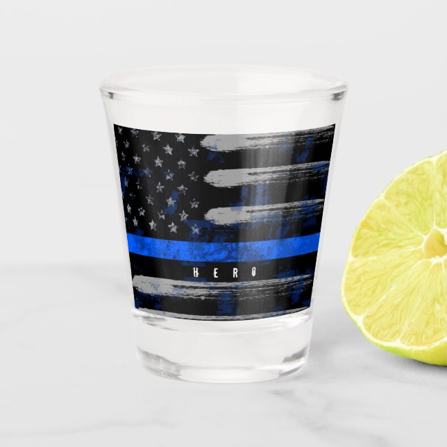 HERO Blue Thin Line Shot glass (Front)