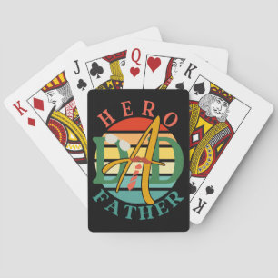Hero Dad Fath Sunset Tie, Moustache & Sunglasses Playing Cards