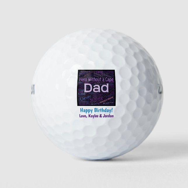 Hero Dad Happy Birthday Golf Balls (Front)
