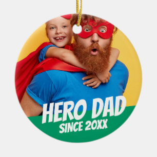 Hero Dad Since 20XX Modern Cool Simple Ceramic Tree Decoration