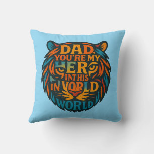Hero Dad Tiger Typography Pillow