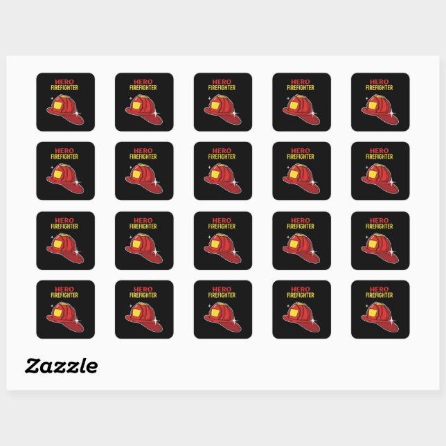  Hero Firefighter Cartoon Red Helmet Appreciation  Square Sticker (Sheet)