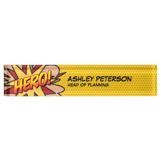 HERO Fun Retro Comic Book Nameplate (Front)