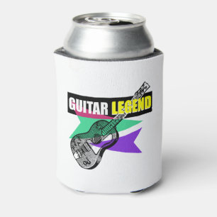 Hero Guitar Legend Retro Vintage Illustration Can Cooler