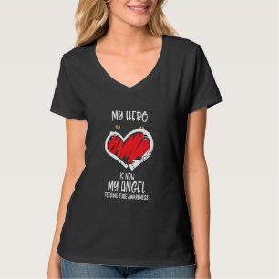 hero is now My Angel Feeding Tube Awareness Ribbon T-Shirt