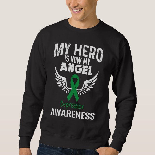 Hero Now Angel Depression Awareness Supporter Ribb Sweatshirt (Front)