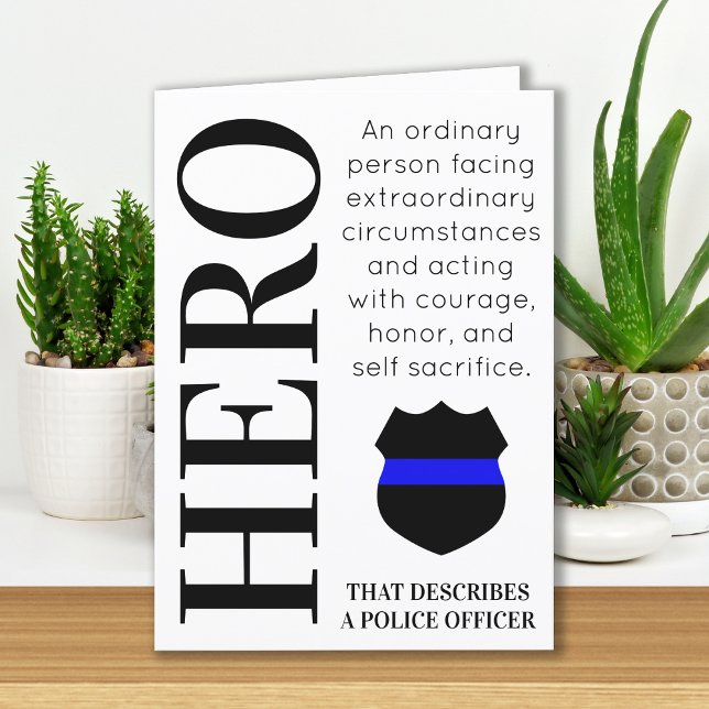 Hero Personalised Thin Blue Line Police Officer  Thank You Card (Creator Uploaded)