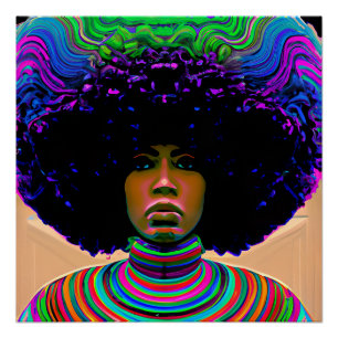 Hero Rainbow Hair Black Melanin Afro Queen Crown Poster