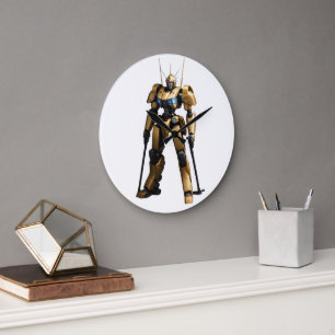 Hero robot gold weapons save the earth hero slim large clock