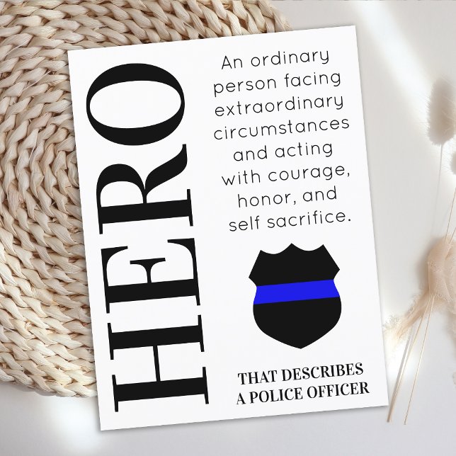 Hero Thin Blue Line Police Thank You Postcard (Creator Uploaded)