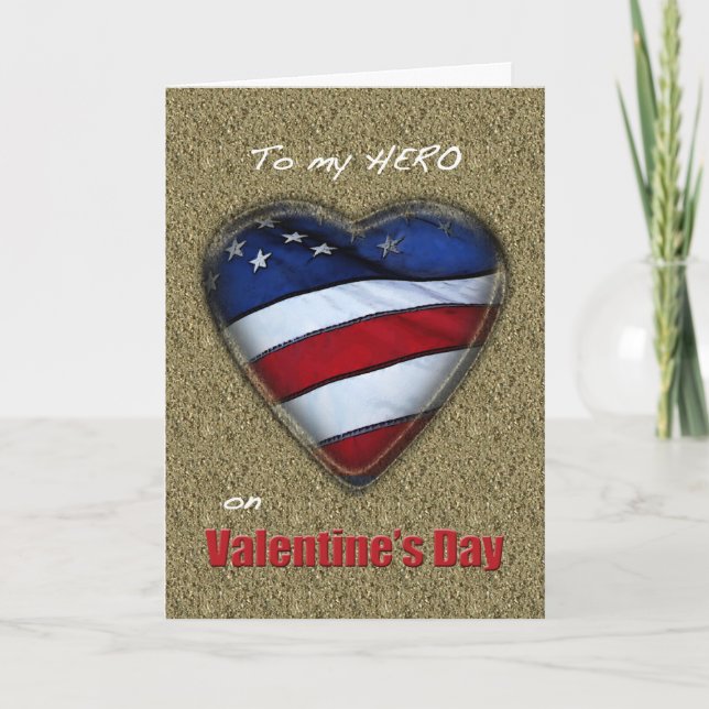 Hero Valentine Patriotic heart Holiday Card (Front)