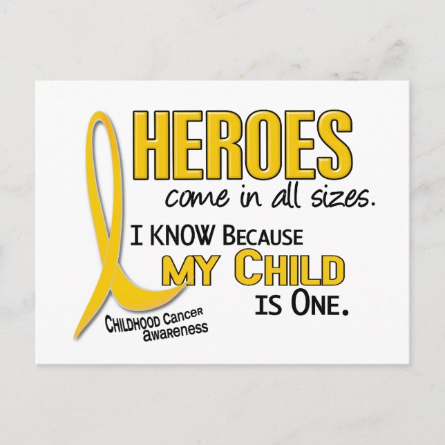 Heroes All Sizes 1 Child CHILDHOOD CANCER Postcard (Front)