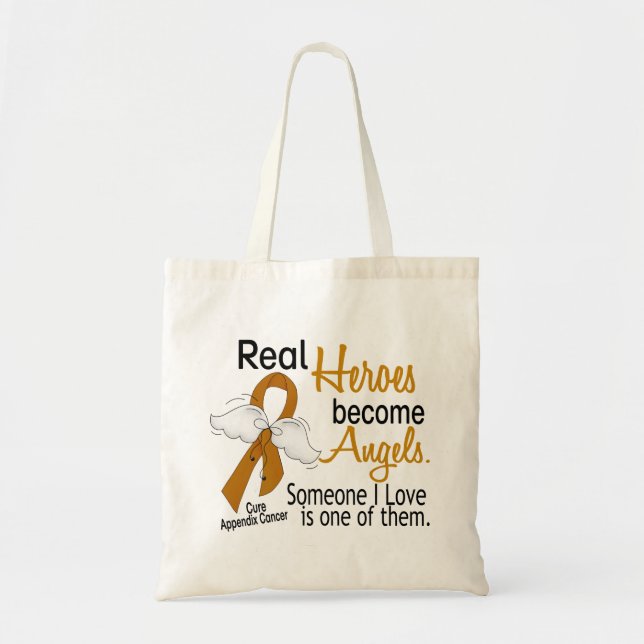 Heroes Become Angels Appendix Cancer Tote Bag (Front)