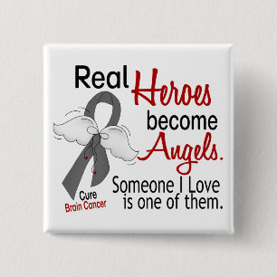 Heroes Become Angels Brain Cancer 15 Cm Square Badge