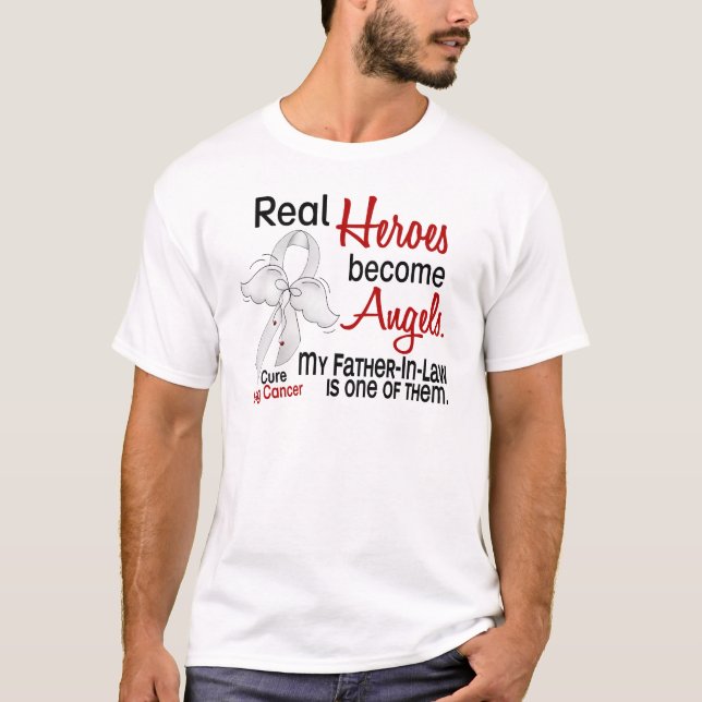 Heroes Become Angels Father-In-Law Lung Cancer T-Shirt (Front)