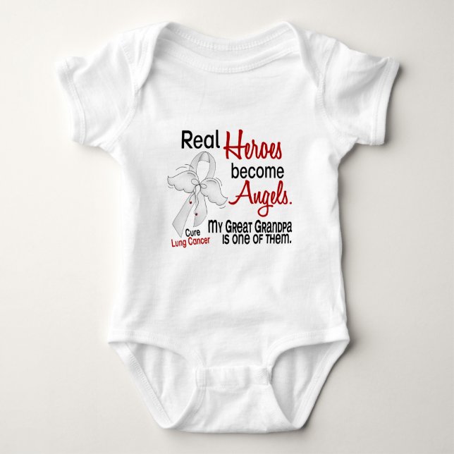 Heroes Become Angels Great Grandpa Lung Cancer Baby Bodysuit (Front)