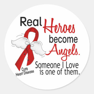 Heroes Become Angels Heart Disease Classic Round Sticker